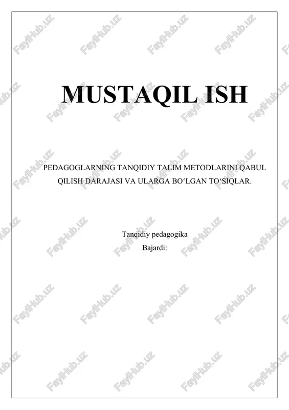 tanqidiy pedagogika — DOCX