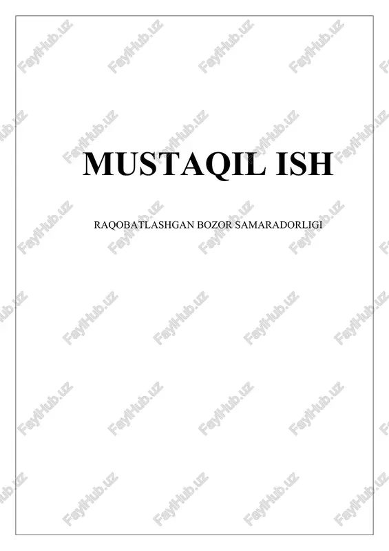 raqobatlashgan bozor samaradorligi — DOCX