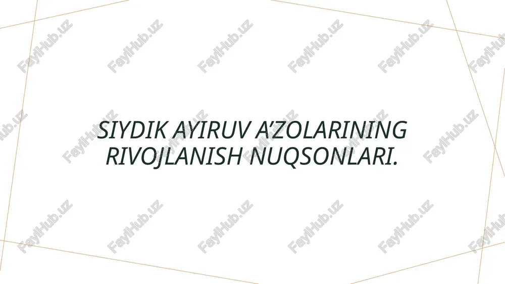 siydik ayiruv a’zolarining rivojlanish nuqsonlari — PPTX