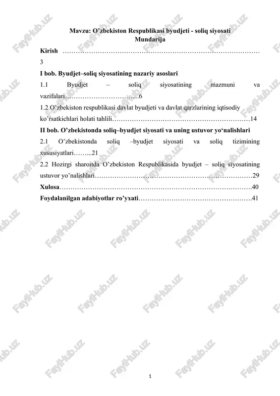 o’zbekiston respublikasi byudjeti - soliq siyosati — DOCX