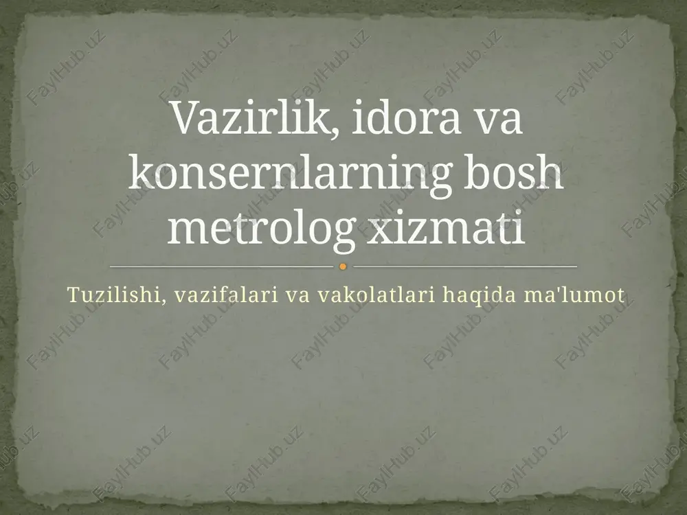 metrolog xizmati — PPTX