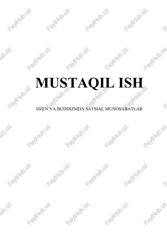 dzen va buddizmda sotsial munosabatlar — DOCX