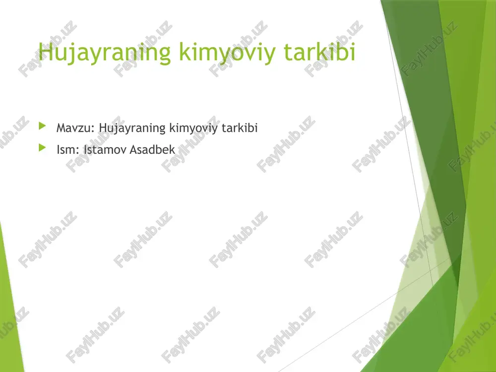 hujayraning kimyoviy tarkibi — PPTX