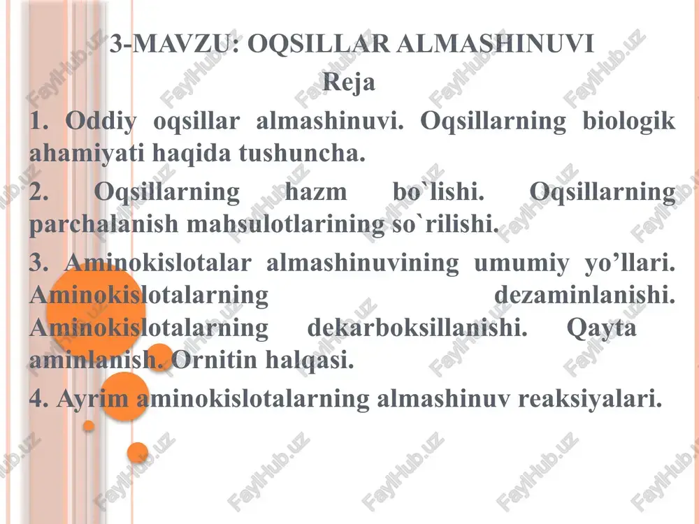 oqsillar almashinuvi — PPTX