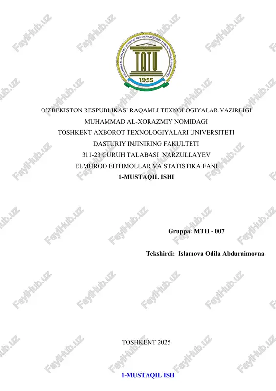 tanlanmani boshlang‘ich statistik tahlili — DOCX