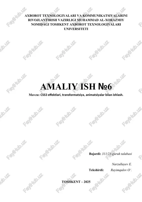 css3 effektlari, transformatsiya, animatsiyalar bilan ishlash — DOCX