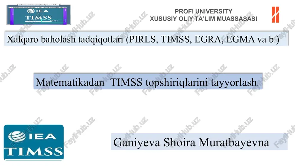 xalqaro baholash tadqiqotlari (pirls, timss, egra, egma va b.) — PPTX
