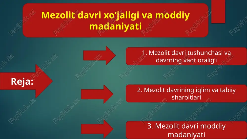 mezolit davri xo'jaligi va moddiy madaniyati — PPTX