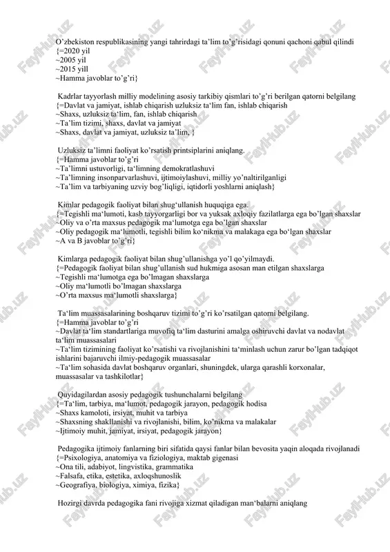 o’zbekiston respublikasining yangi tahrirdagi ta’lim to’g’risidagi qonuni — DOCX