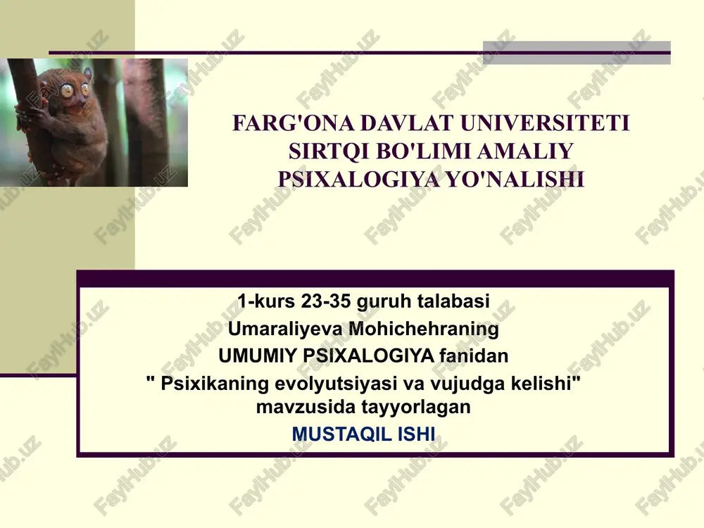 psixikaning evolyutsiyasi — PPTX