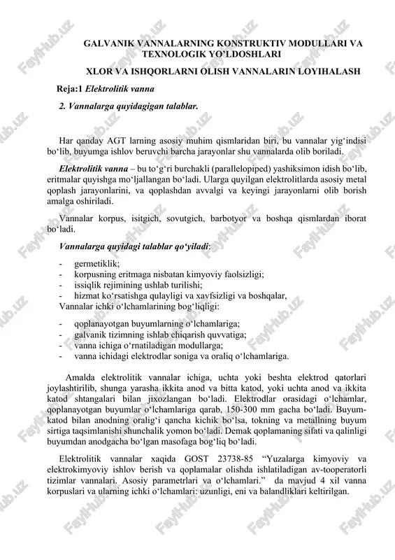elektrolitik vannalar — DOCX