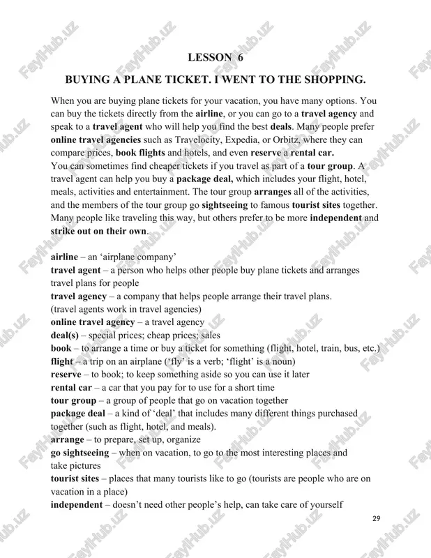 buying a plane ticket lesson — DOCX