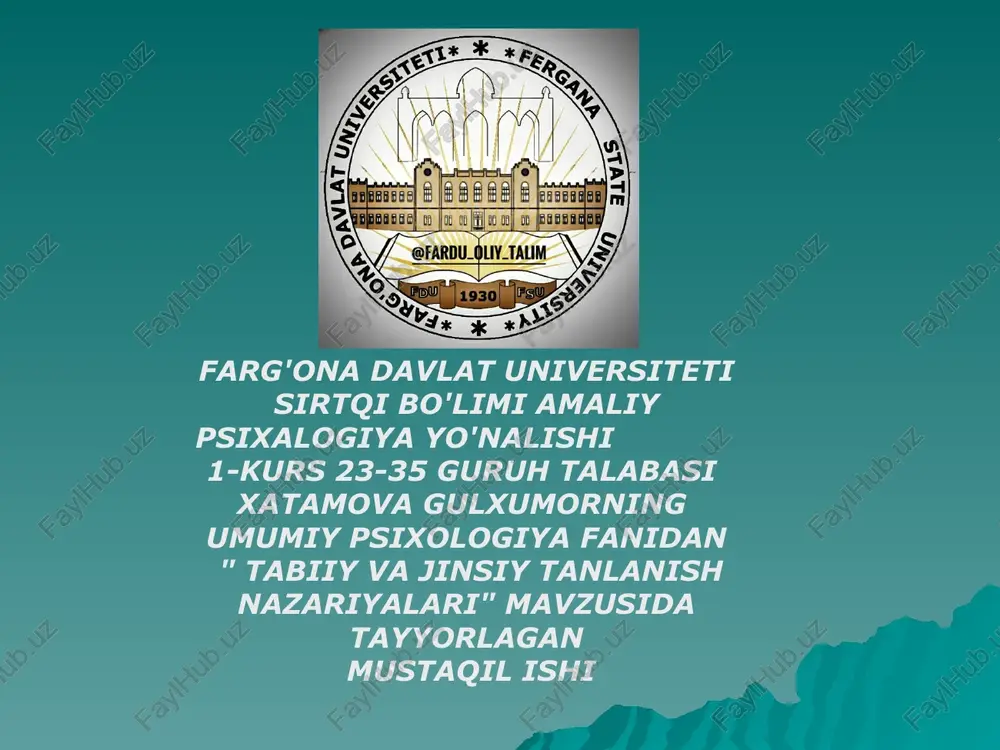 tabiiy va jinsiy tanlanish nazariyalari — PPTX