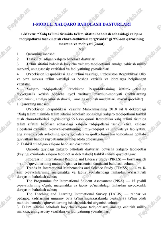 xalqaro baholash dasturlari — DOCX