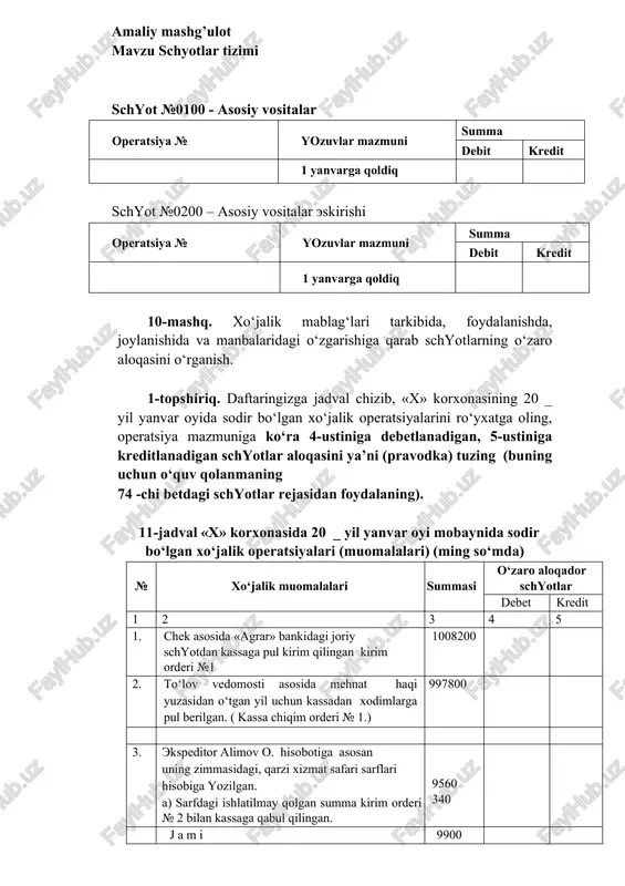 schyotlar tizimi — DOCX