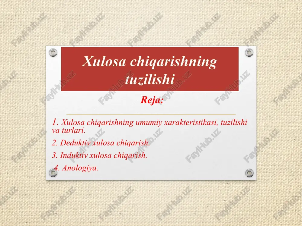 xulosachiqarishning tuzilishi — PPTX