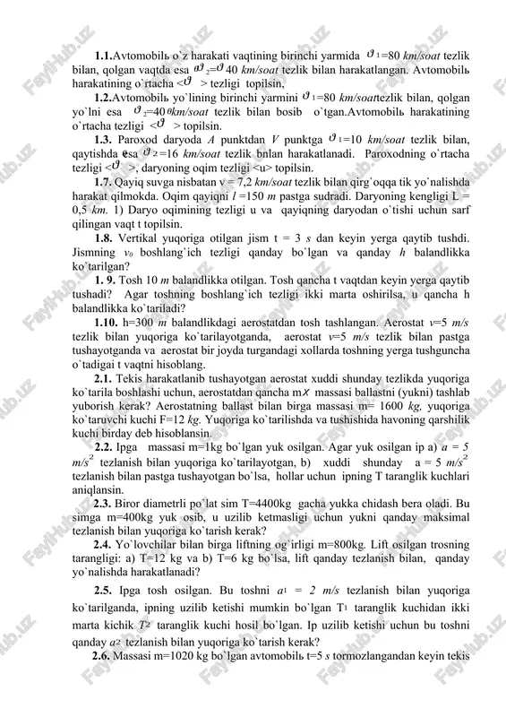 avtomobil harakati — DOCX