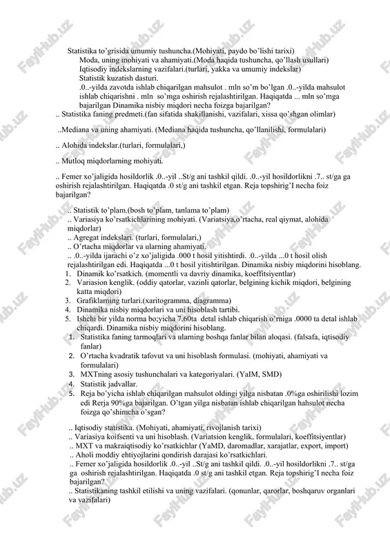 statistika fanining umumiy tushunchalari — DOCX