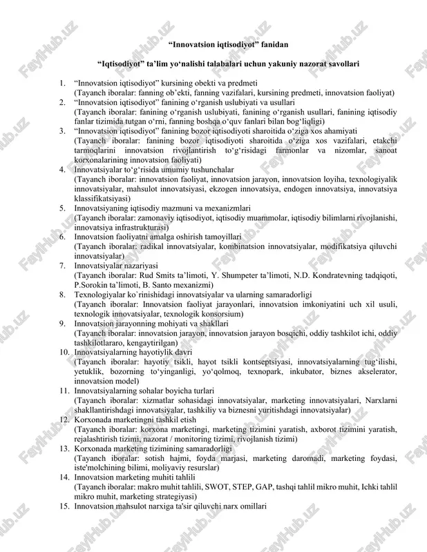 innovatsion iqtisodiyot — DOCX