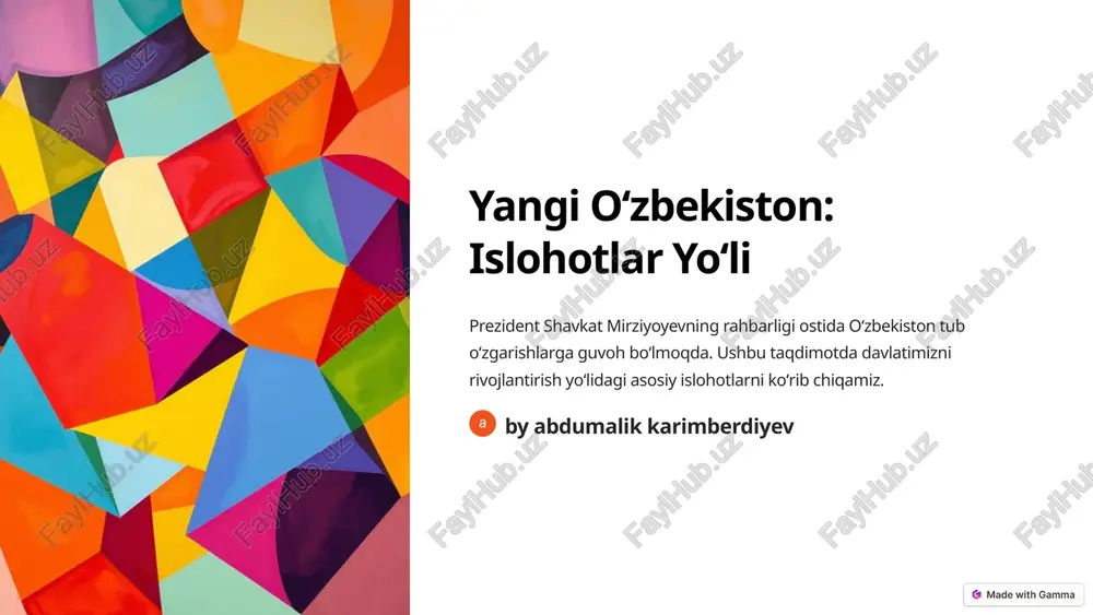 yangi oʻzbekiston: islohotlar yoʻli — PPTX