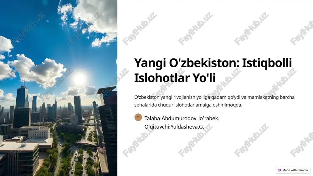 yangi o'zbekiston: istiqbolli islohotlar yo'li — PPTX