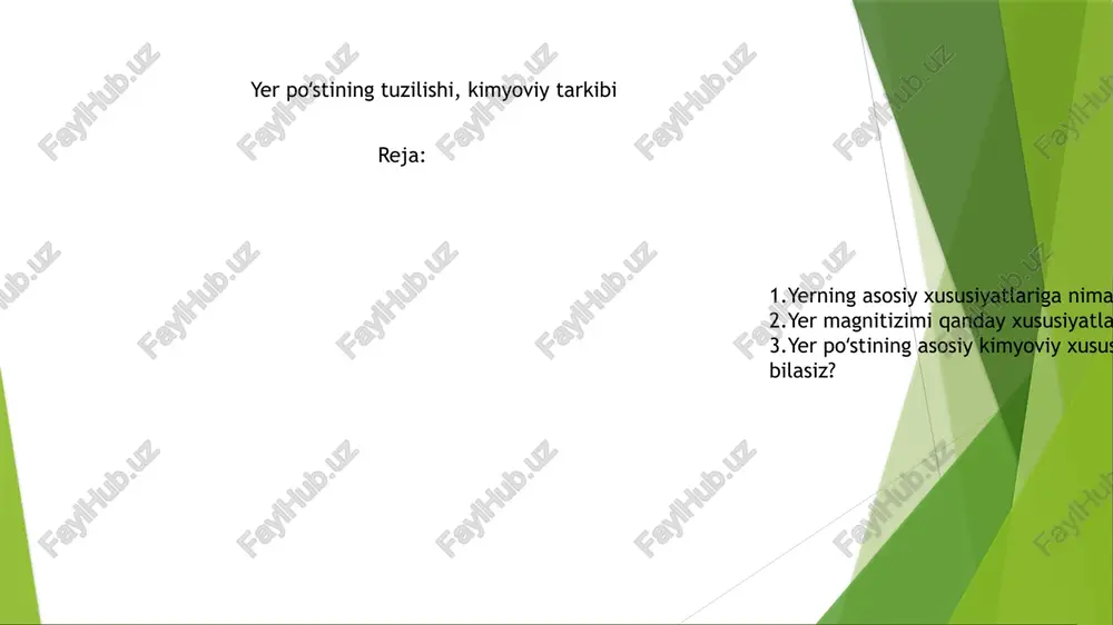 yerpoʻstining tuzilishi, kimyoviy tarkibi — PPTX