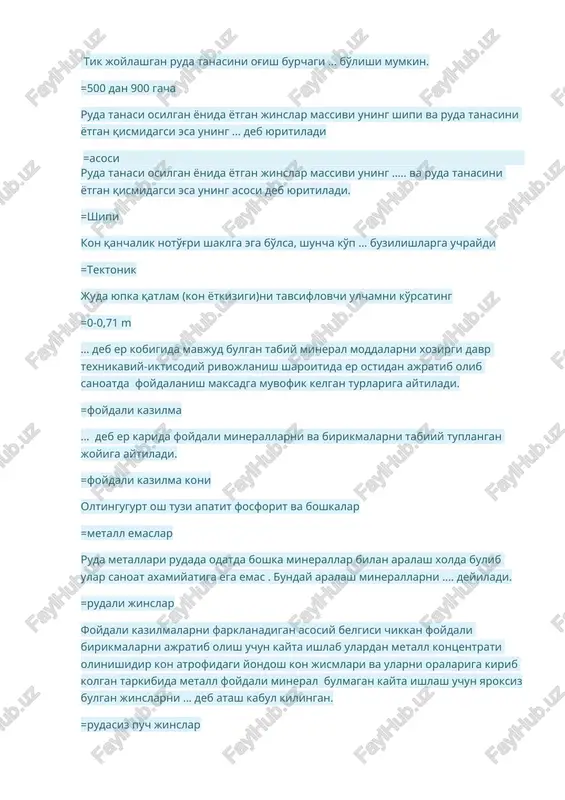 foydali kazilmalar — DOCX