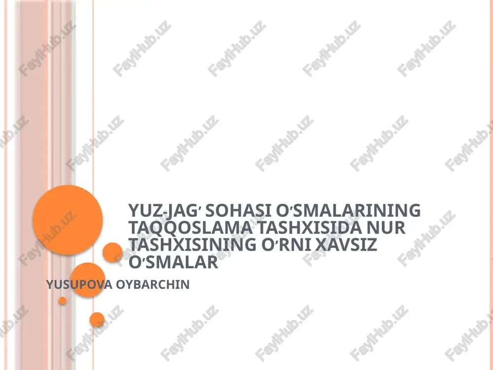 odontogen (organospetsifik) xafvsiz o'smalar — PPTX