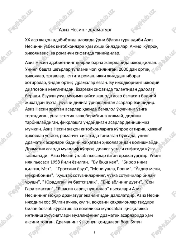 aziz nesin - dramaturg — DOCX