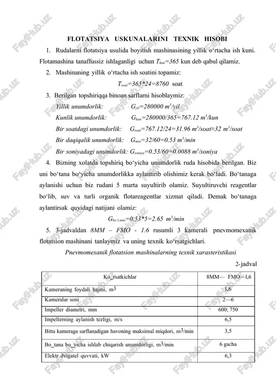 pnevmomexanik flotatsion mashina — DOCX