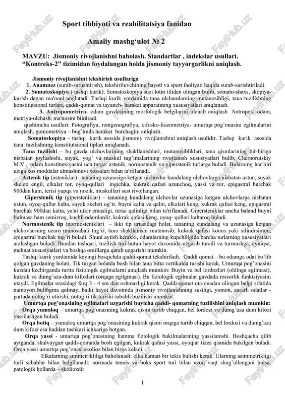 jismoniy rivojlanishni baholash — DOC