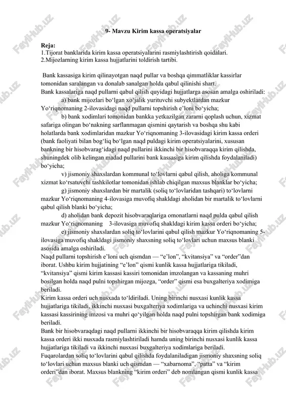 kirim kassa operatsiyalari — DOCX