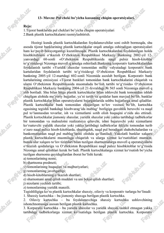 bank plastik kartochkalari — DOCX