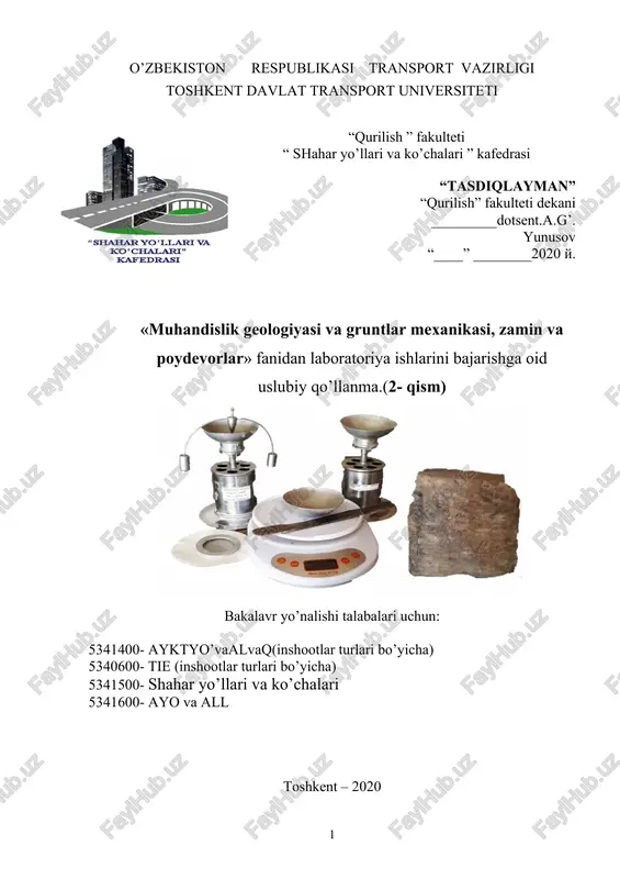 fanning laboratoriya ishlarini bajarishga oid uslubiy qo'llanma — DOC