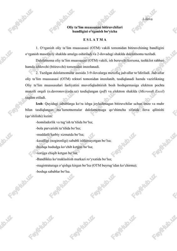 bandlikni oʻrganish bo‘yicha — DOCX
