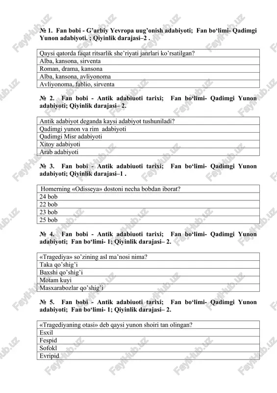 g’arbiy yevropa uug’onish adabiyoti — DOC