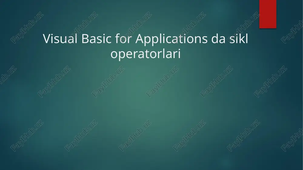 visual basic for applications dasikloperatorlari — PPTX