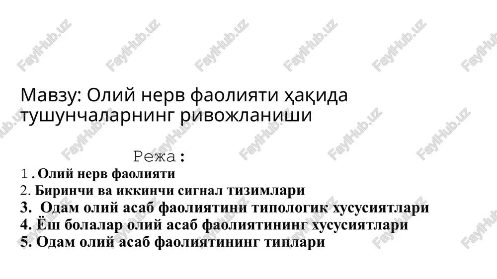 oliy nerv faoliyati — PPTX