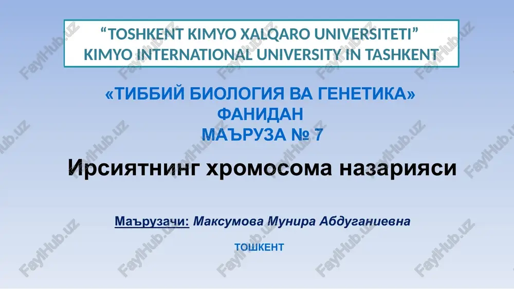 tibbiy biologiya vagenetika — PPT
