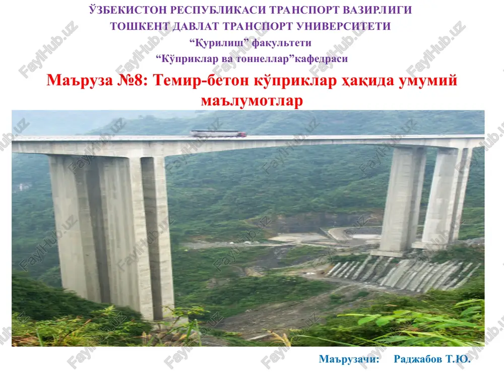 temir-beton ko'priklarhaqida umumiy ma'lumotlar — PPT