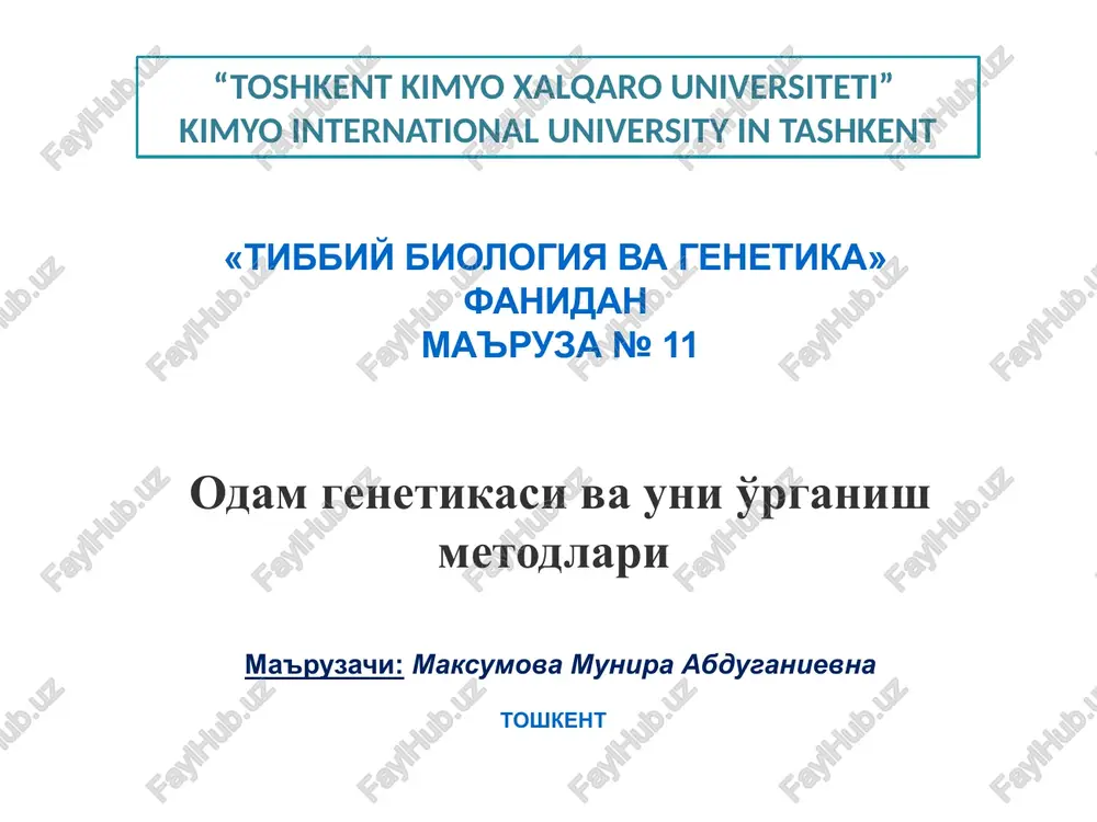 tibbiy biologiyavagenetika — PPTX