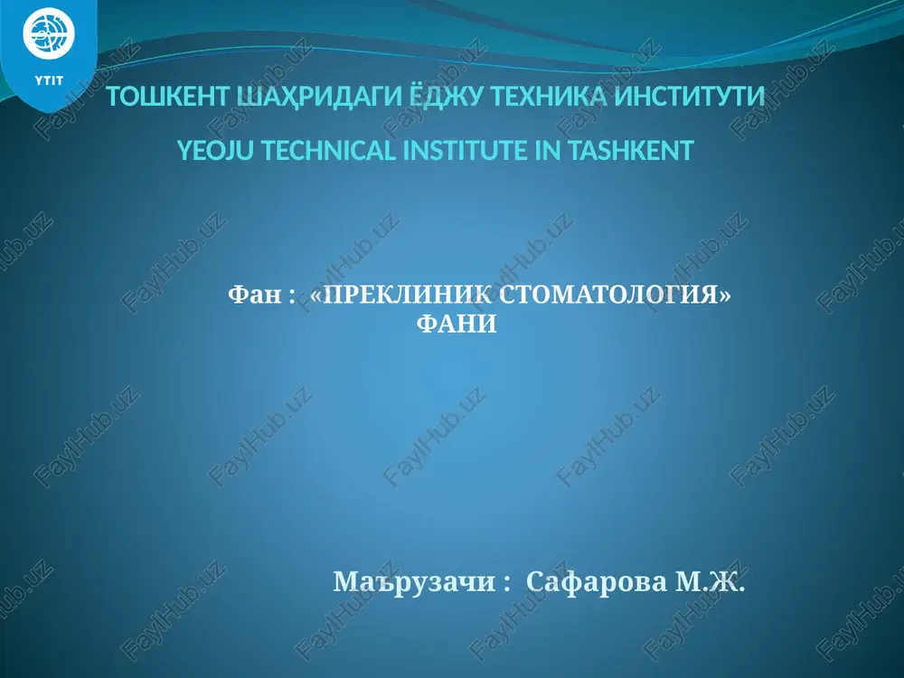 fan:«preklinik stomatologiya» — PPTX