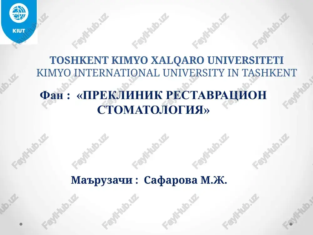fan:«preklinikrestavratsion stomatologiya» — PPTX