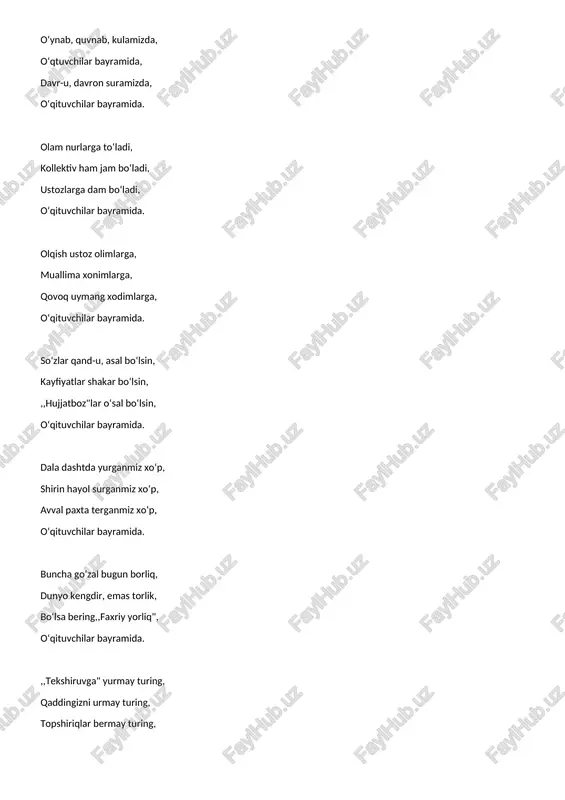 1 oktyabr o`qituvchilar bayramiga sher — DOCX