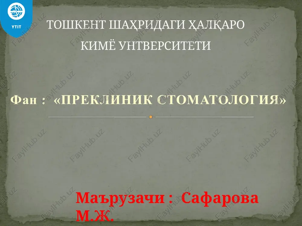 preklinik stomatologiya — PPTX