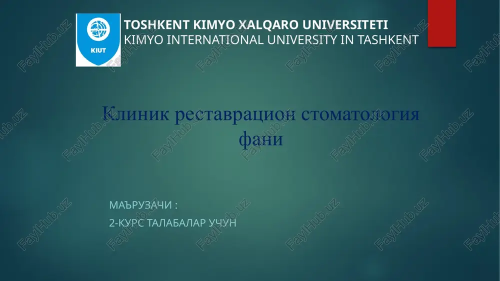 klinik restavratsion stomatologiya — PPTX