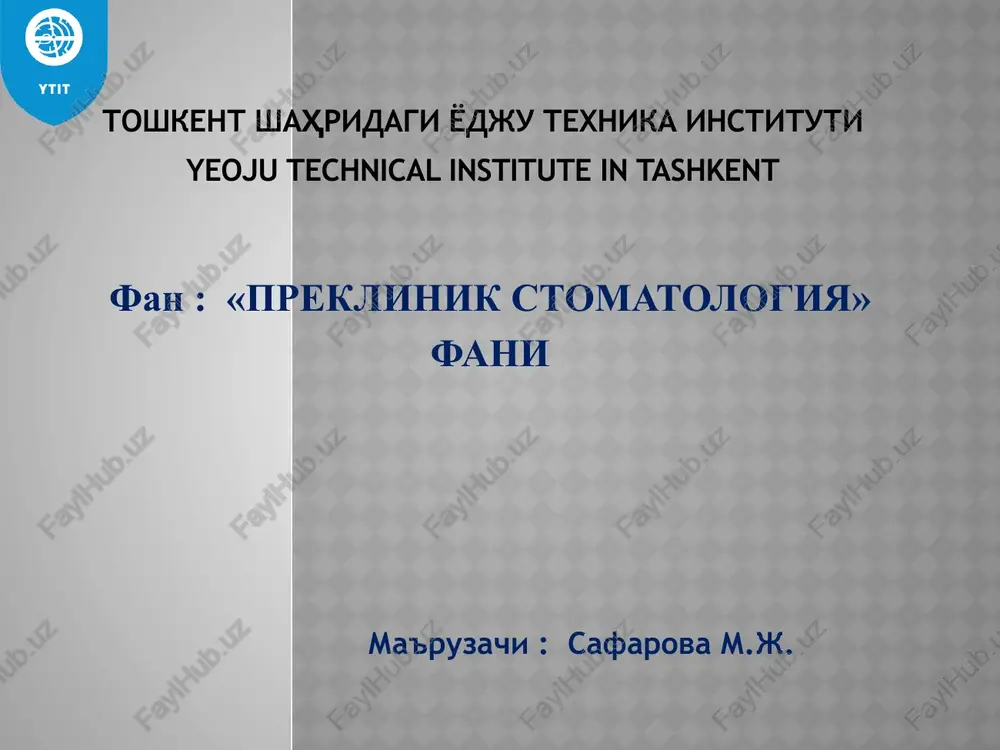 fan:«preklinik stomatologiya» — PPTX
