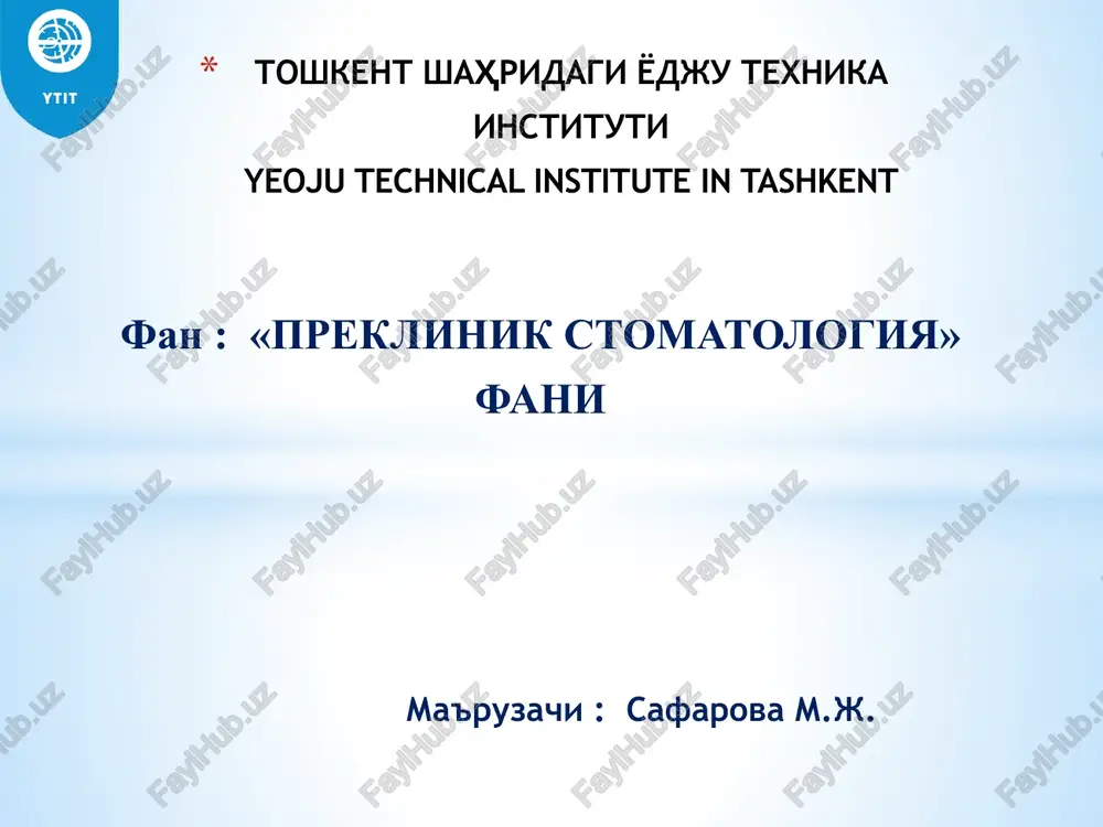 preklinik stomatologiya — PPTX