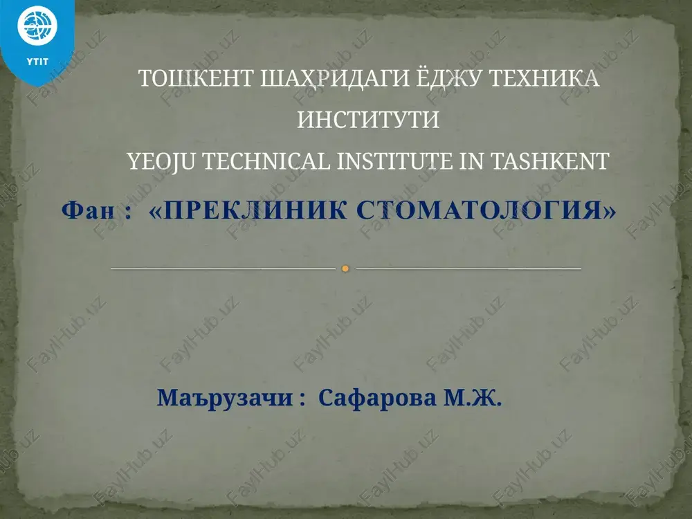fan:«preklinik stomatologiya» — PPTX
