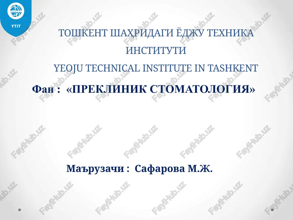 preklinik stomatologiya — PPTX